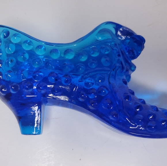 Cobalt blue hobnail slipper with cat head - Picture 8 of 9
